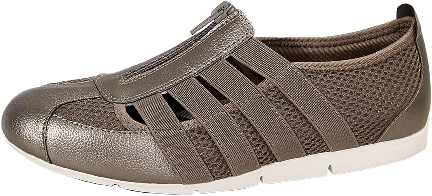 Women's Brethable Slip-on Loafers Lightweight Mesh Fashion Walking Shoes Low Top Casual Sneaker for Women with Zipper
