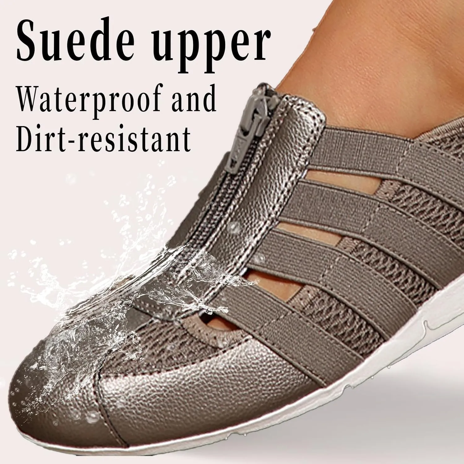 Women's Brethable Slip-on Loafers Lightweight Mesh Fashion Walking Shoes Low Top Casual Sneaker for Women with Zipper
