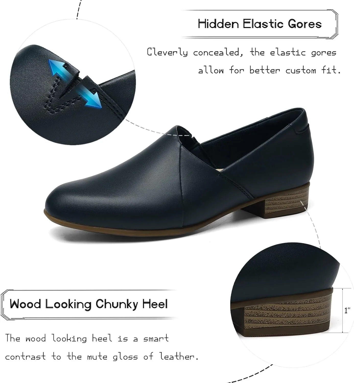 Women's Classic Comfort Dress Shoes Casual Leather Loafers Flats Cute Versatile Slip-Ons Everyday Work Shoes
