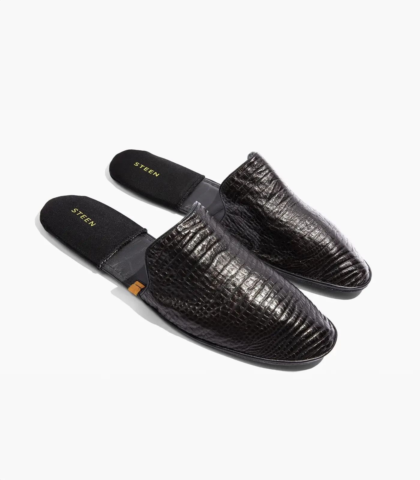 Women’s Crocodile Embossed Leather Foldable Slippers