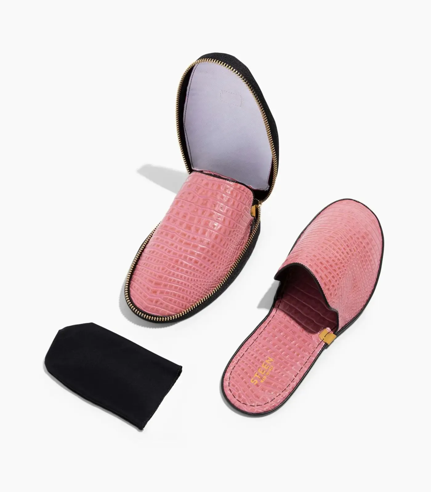 Women’s Crocodile Embossed Leather Foldable Slippers
