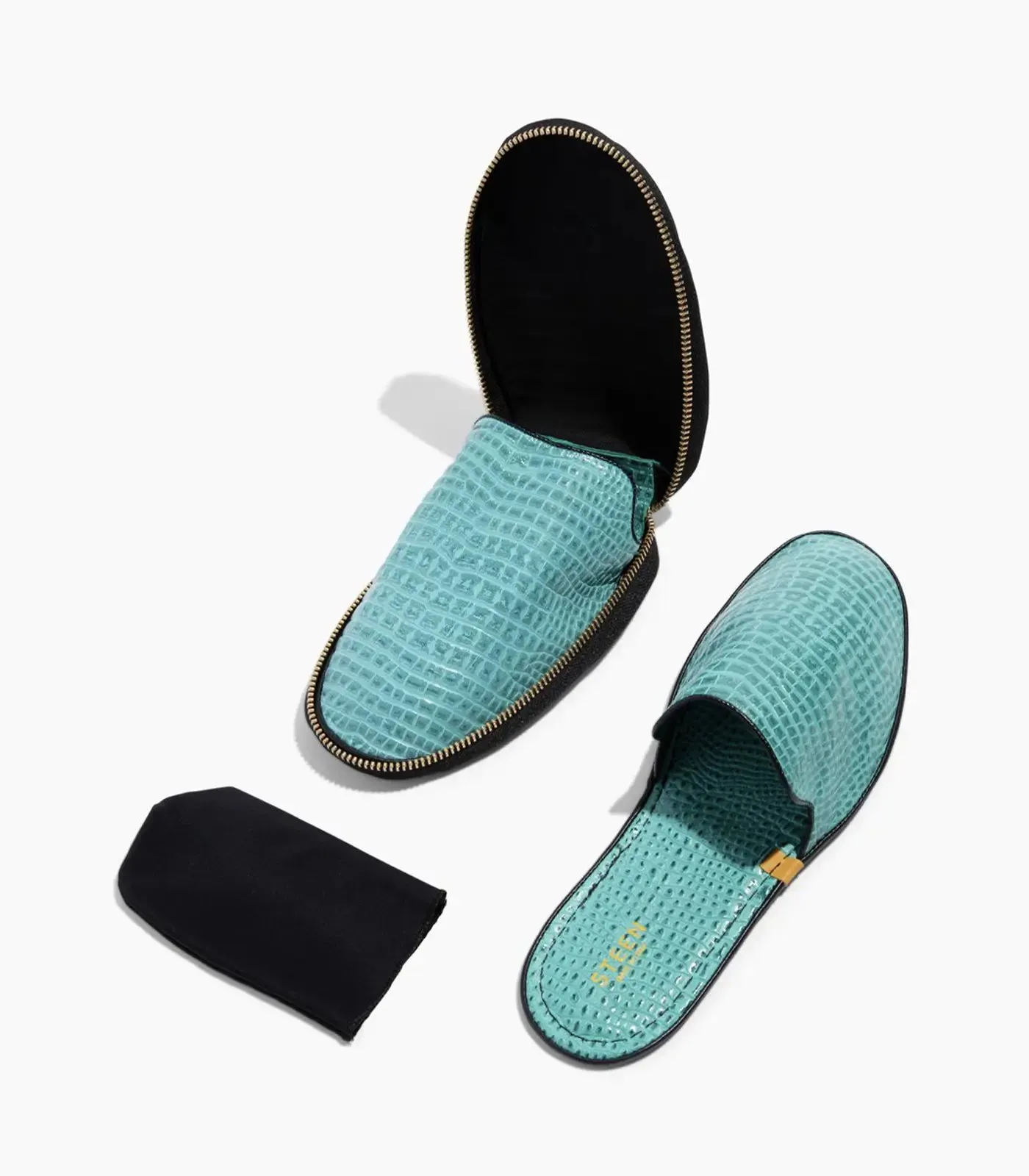 Women’s Crocodile Embossed Leather Foldable Slippers