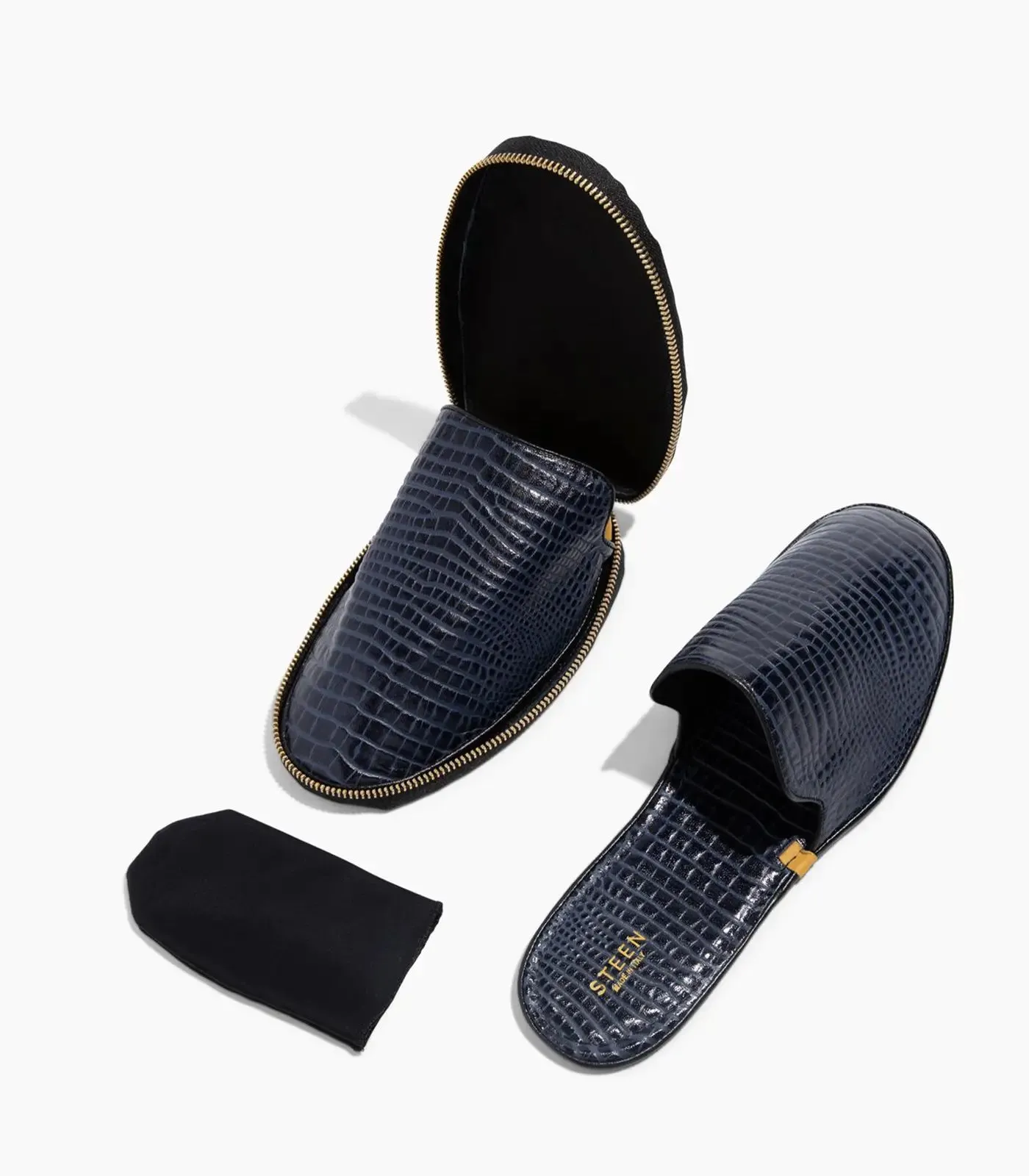 Women’s Crocodile Embossed Leather Foldable Slippers