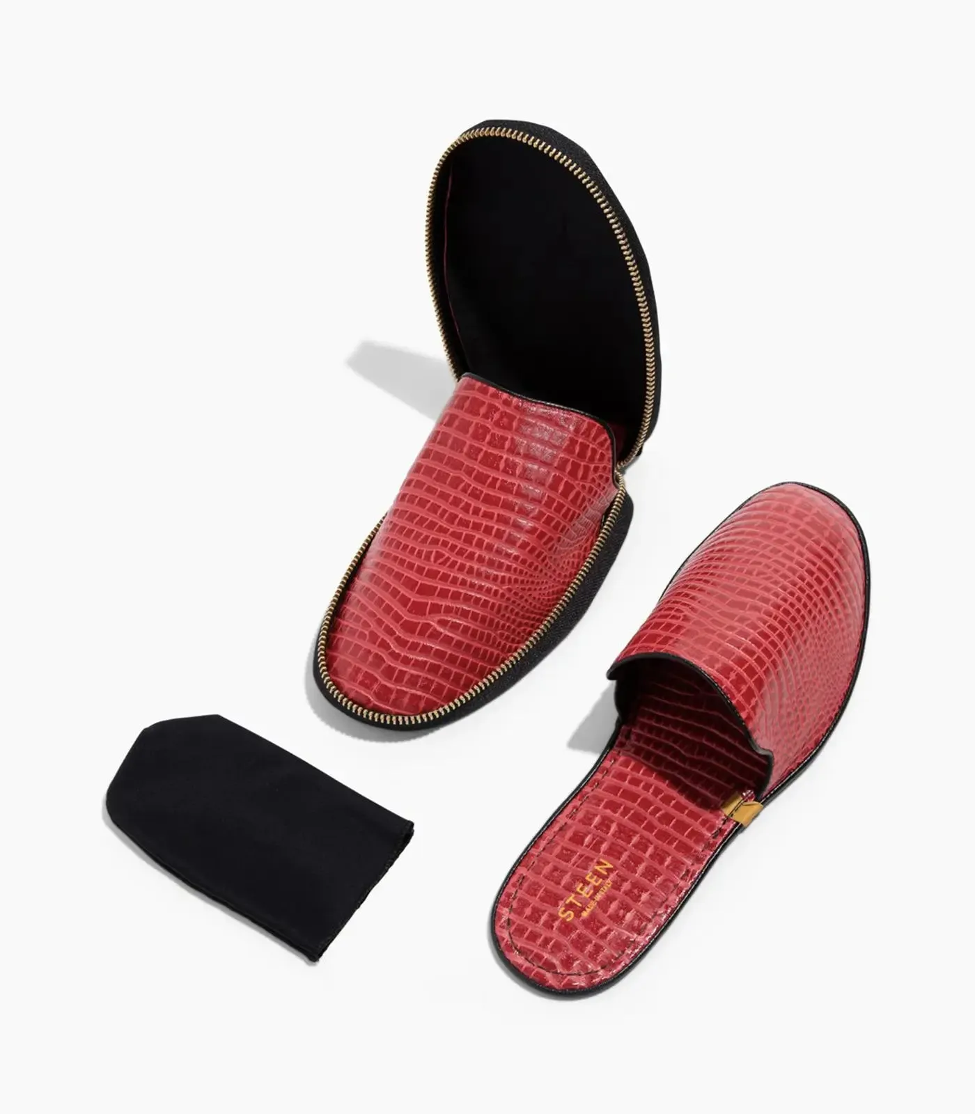 Women’s Crocodile Embossed Leather Foldable Slippers
