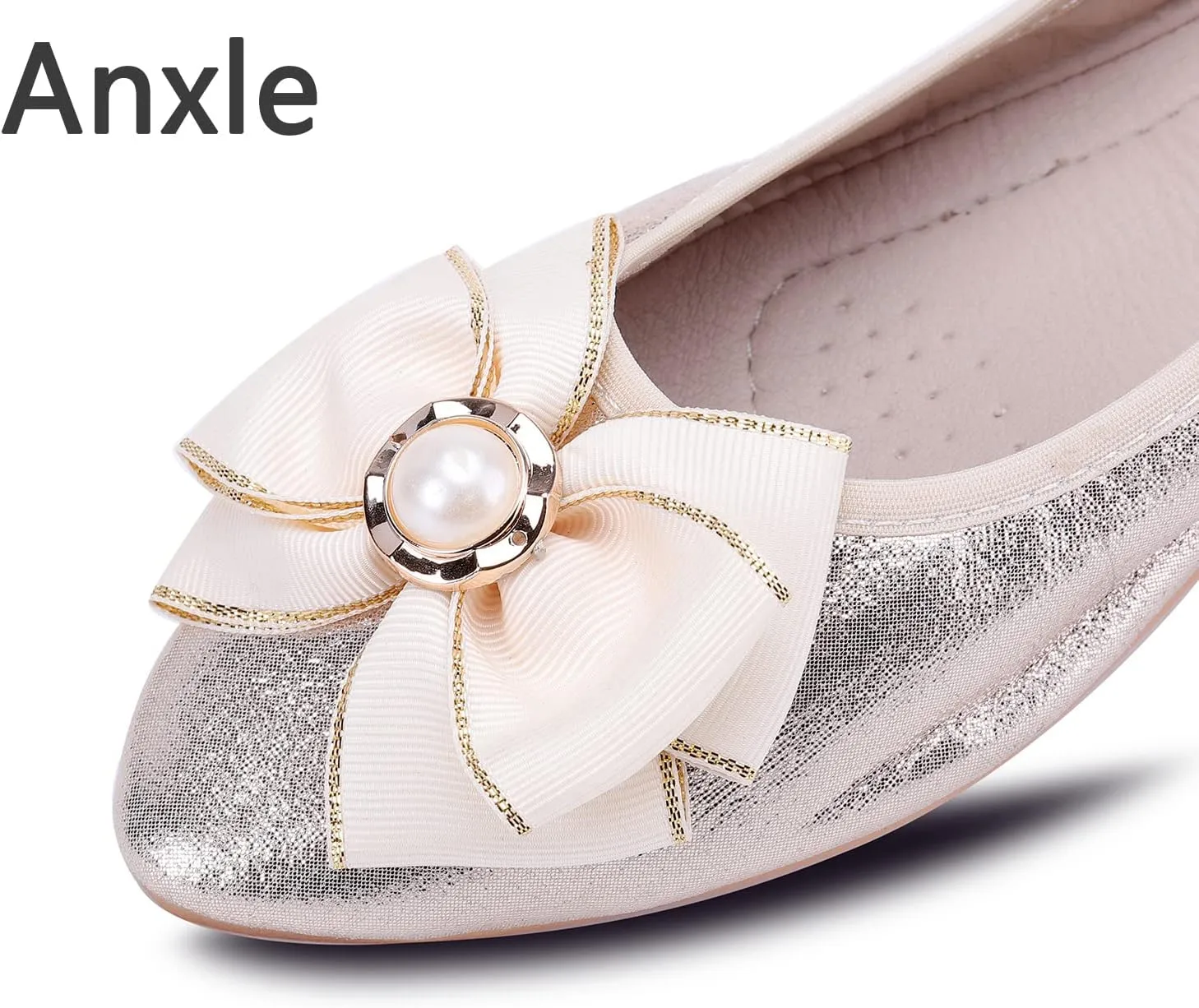 Womens Foldable Ballet Flats Bling Rhinestone Pointed Toe Comfort Slip On Walk Work Loafers Bridal Dress Shoes
