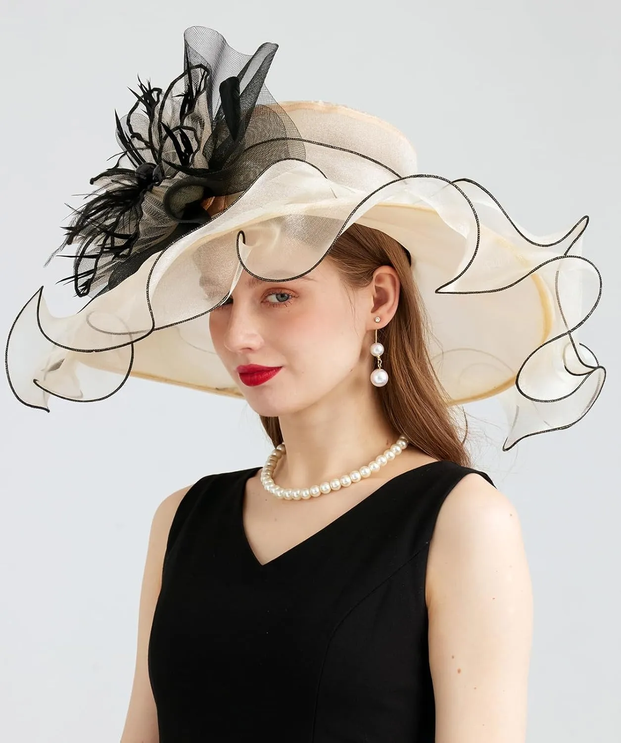 Women's Organza Church Kentucky Hat Fascinato Wedding Cocktail Tea Party Derby Hats Sun Hat