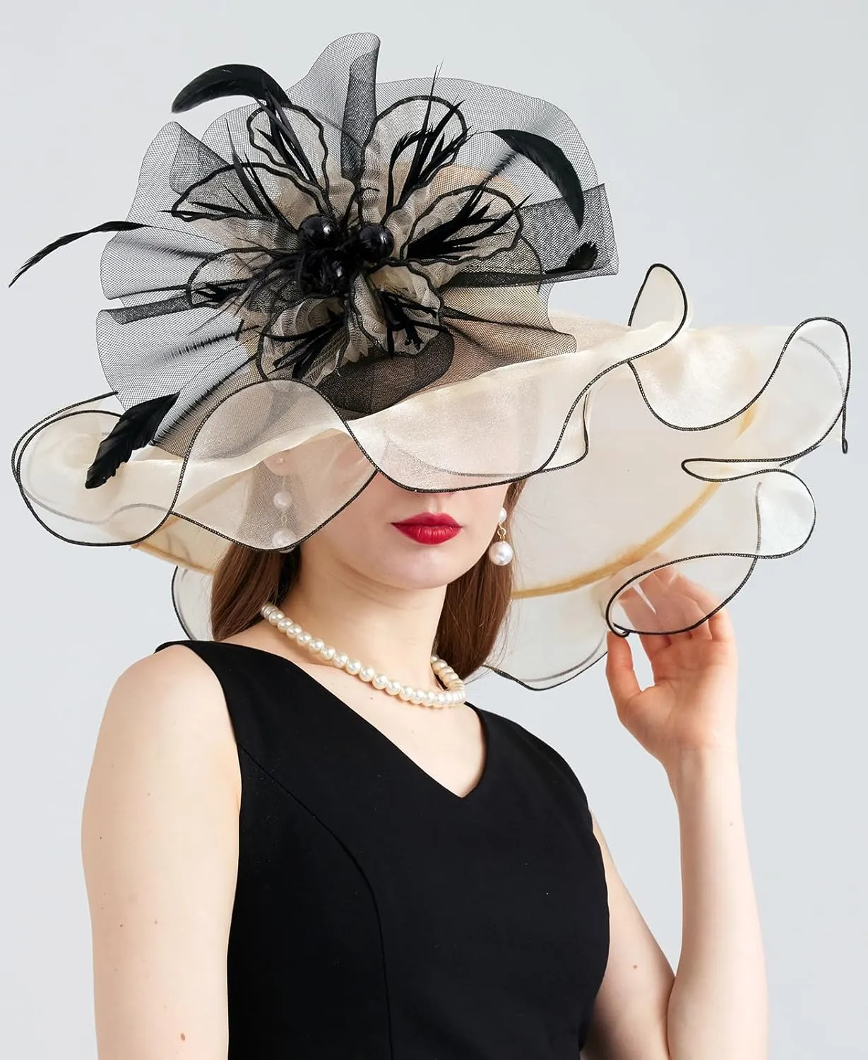 Women's Organza Church Kentucky Hat Fascinato Wedding Cocktail Tea Party Derby Hats Sun Hat