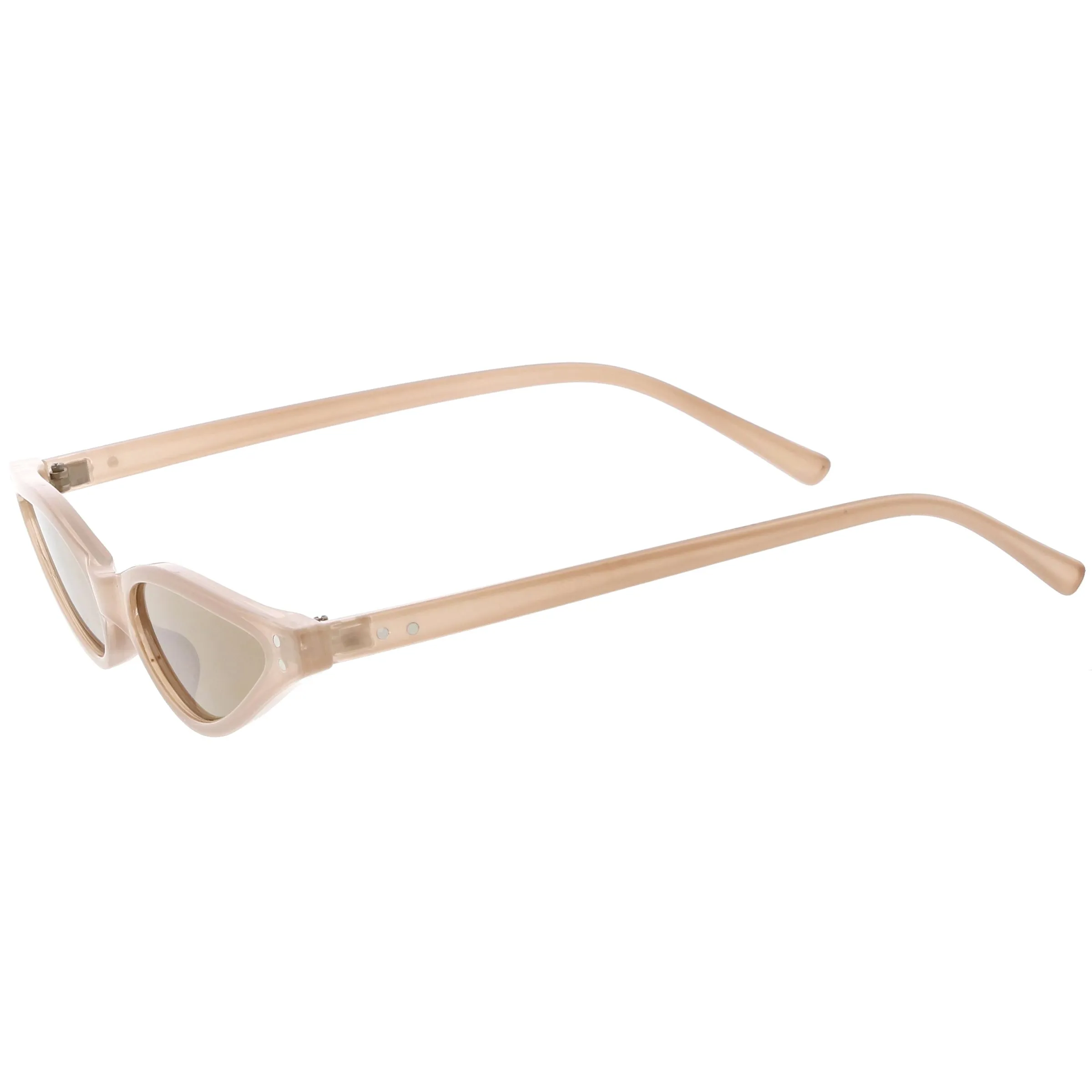 Women's Retro 1990's Thin Cat Eye Dual Rivet Sunglasses C624