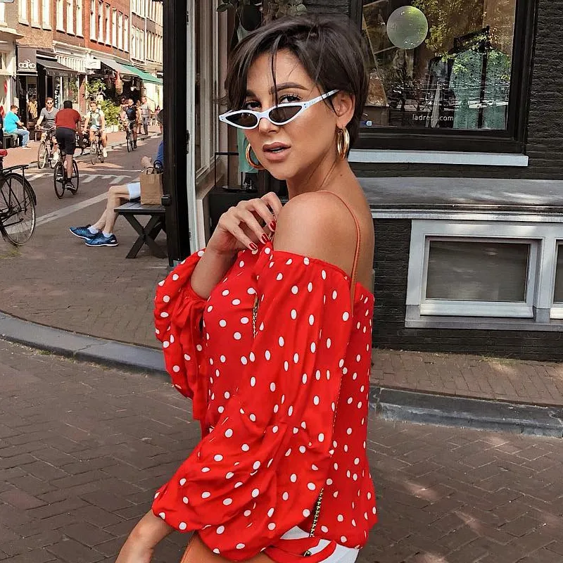 Women's Retro 1990's Thin Cat Eye Dual Rivet Sunglasses C624