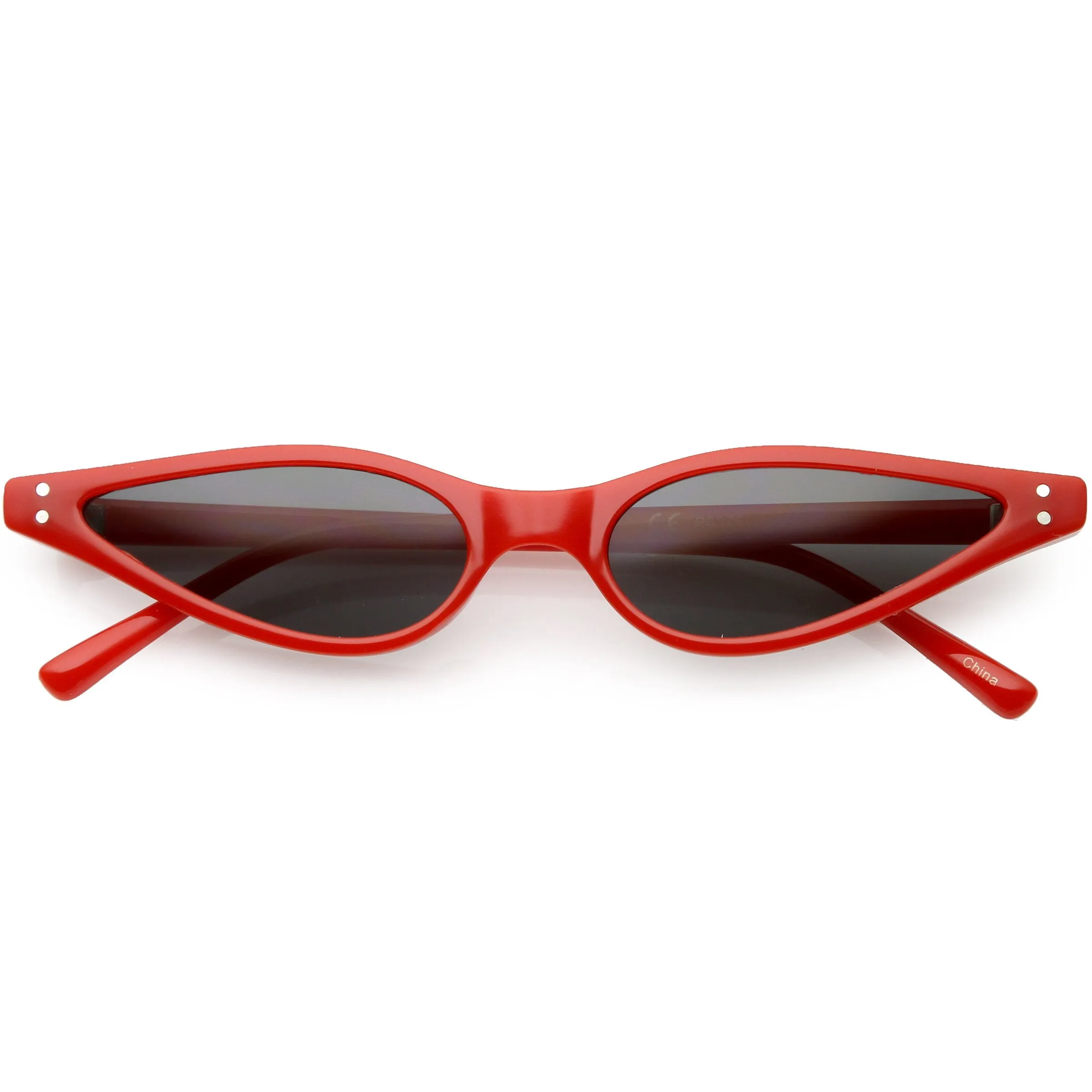 Women's Retro 1990's Thin Cat Eye Dual Rivet Sunglasses C624