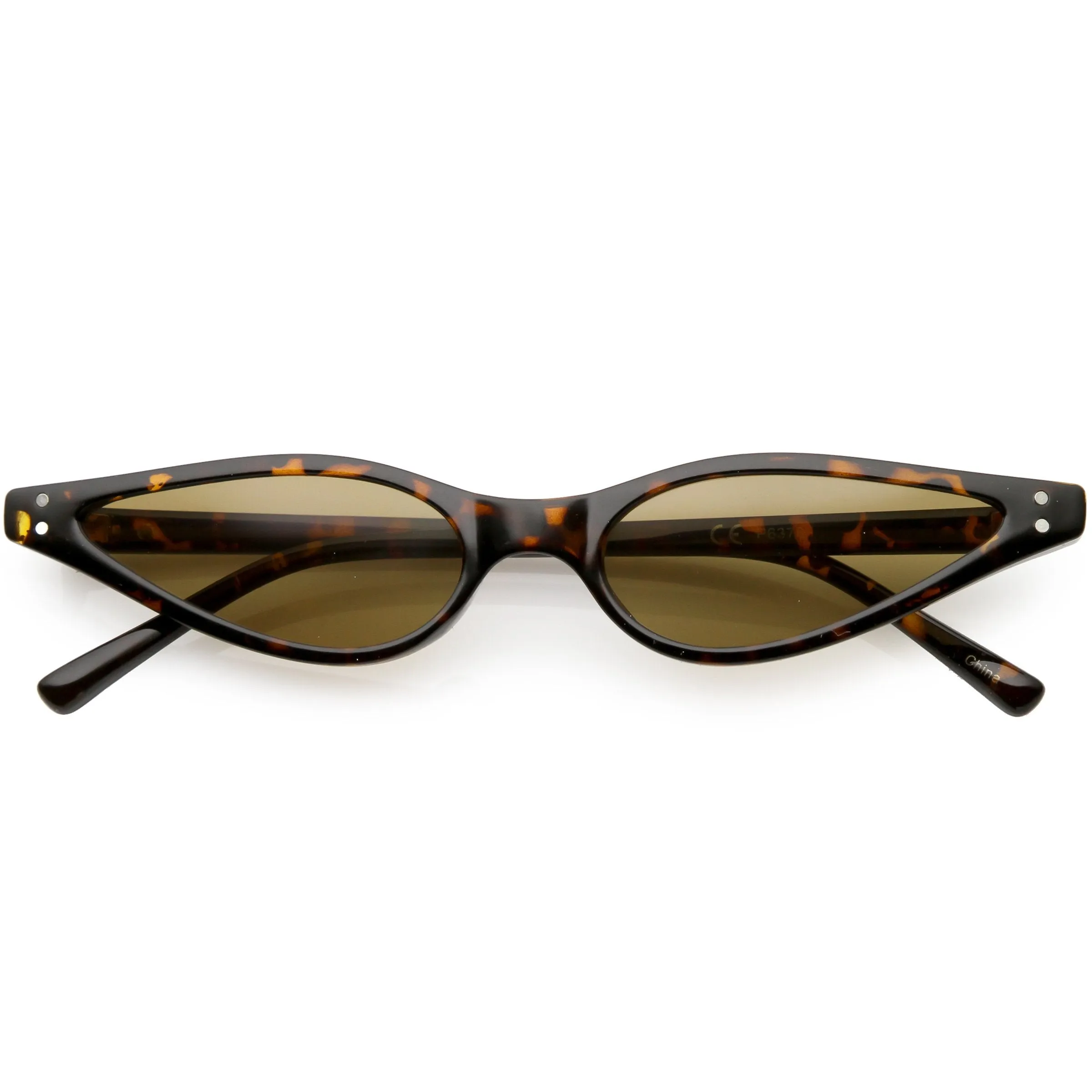Women's Retro 1990's Thin Cat Eye Dual Rivet Sunglasses C624