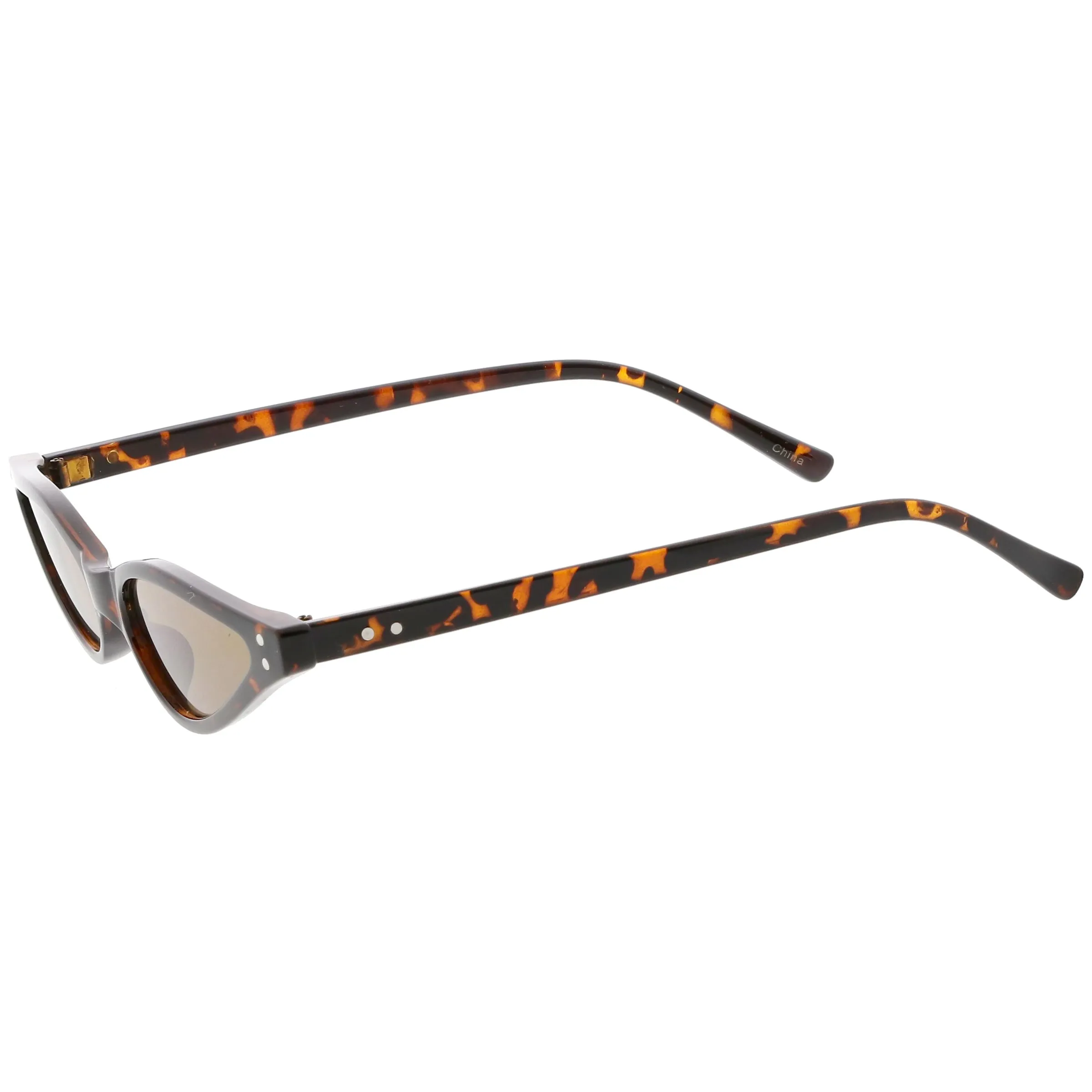 Women's Retro 1990's Thin Cat Eye Dual Rivet Sunglasses C624