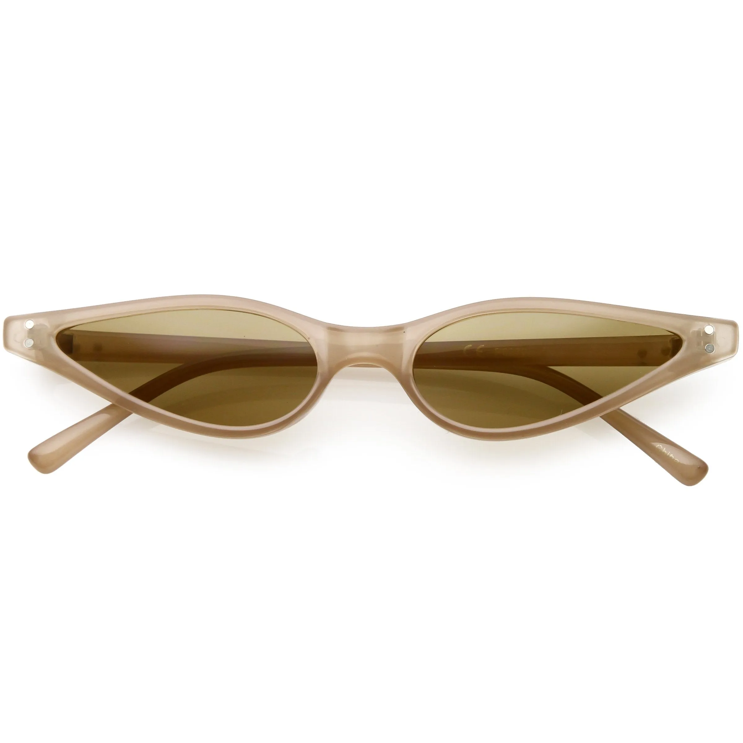 Women's Retro 1990's Thin Cat Eye Dual Rivet Sunglasses C624