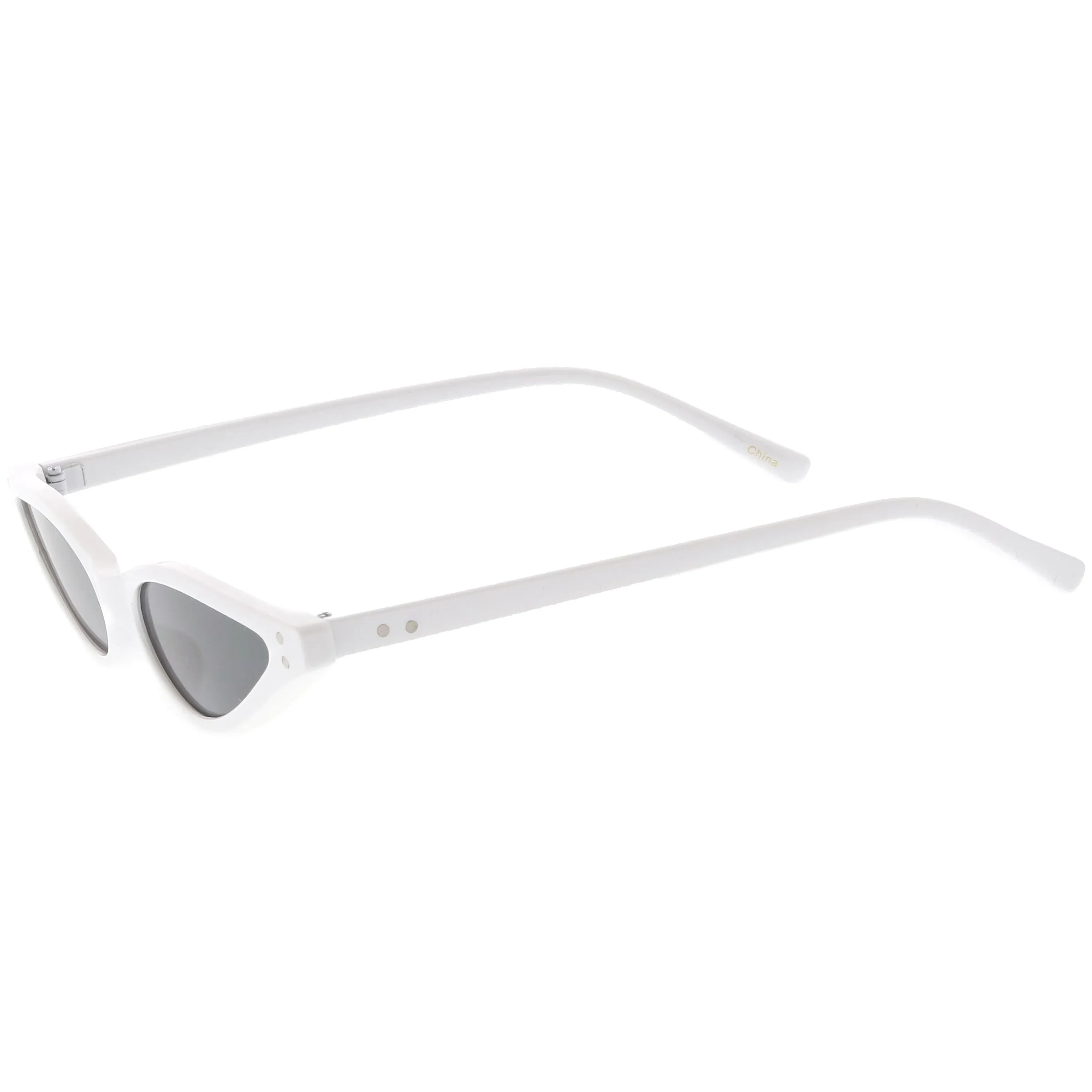 Women's Retro 1990's Thin Cat Eye Dual Rivet Sunglasses C624