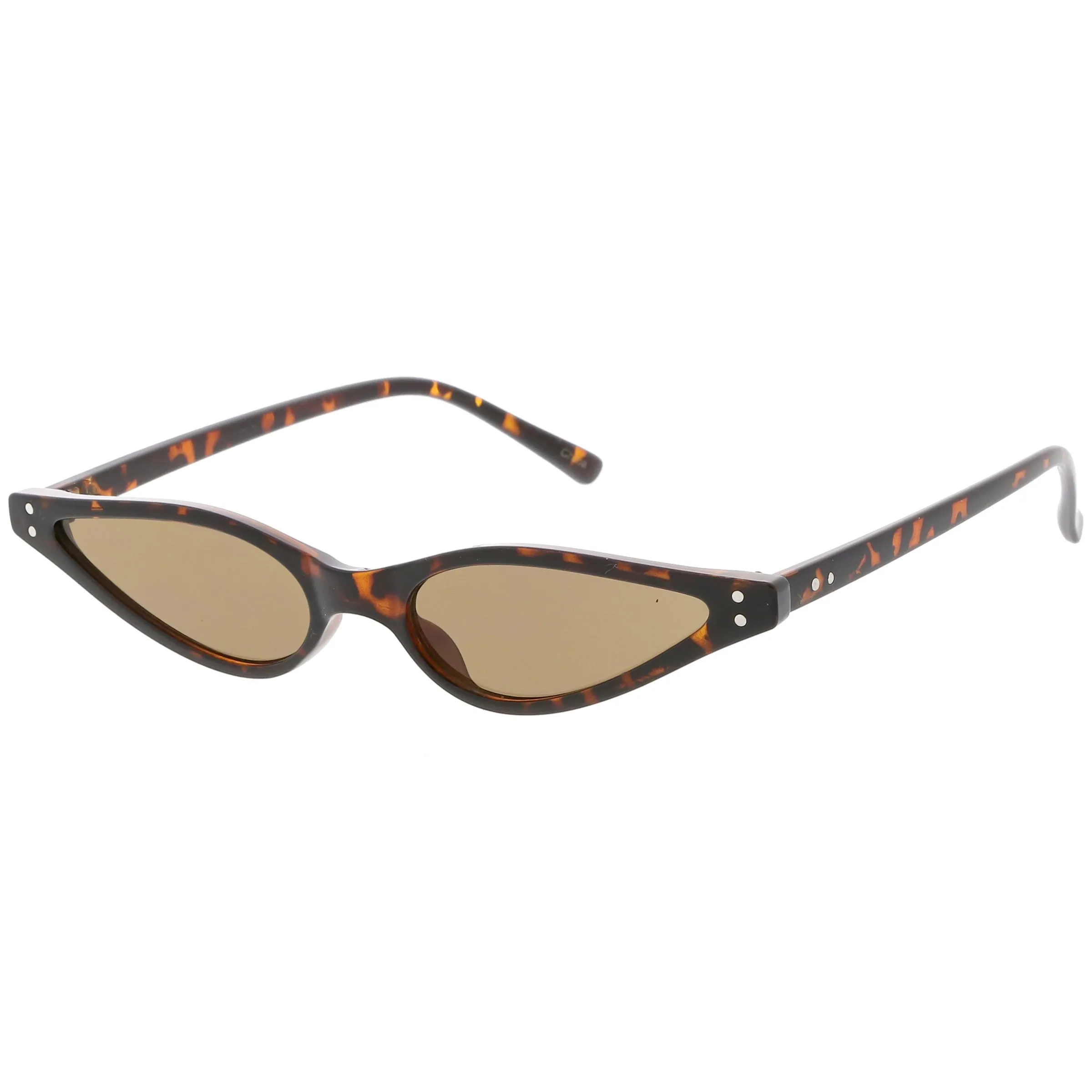 Women's Retro 1990's Thin Cat Eye Dual Rivet Sunglasses C624