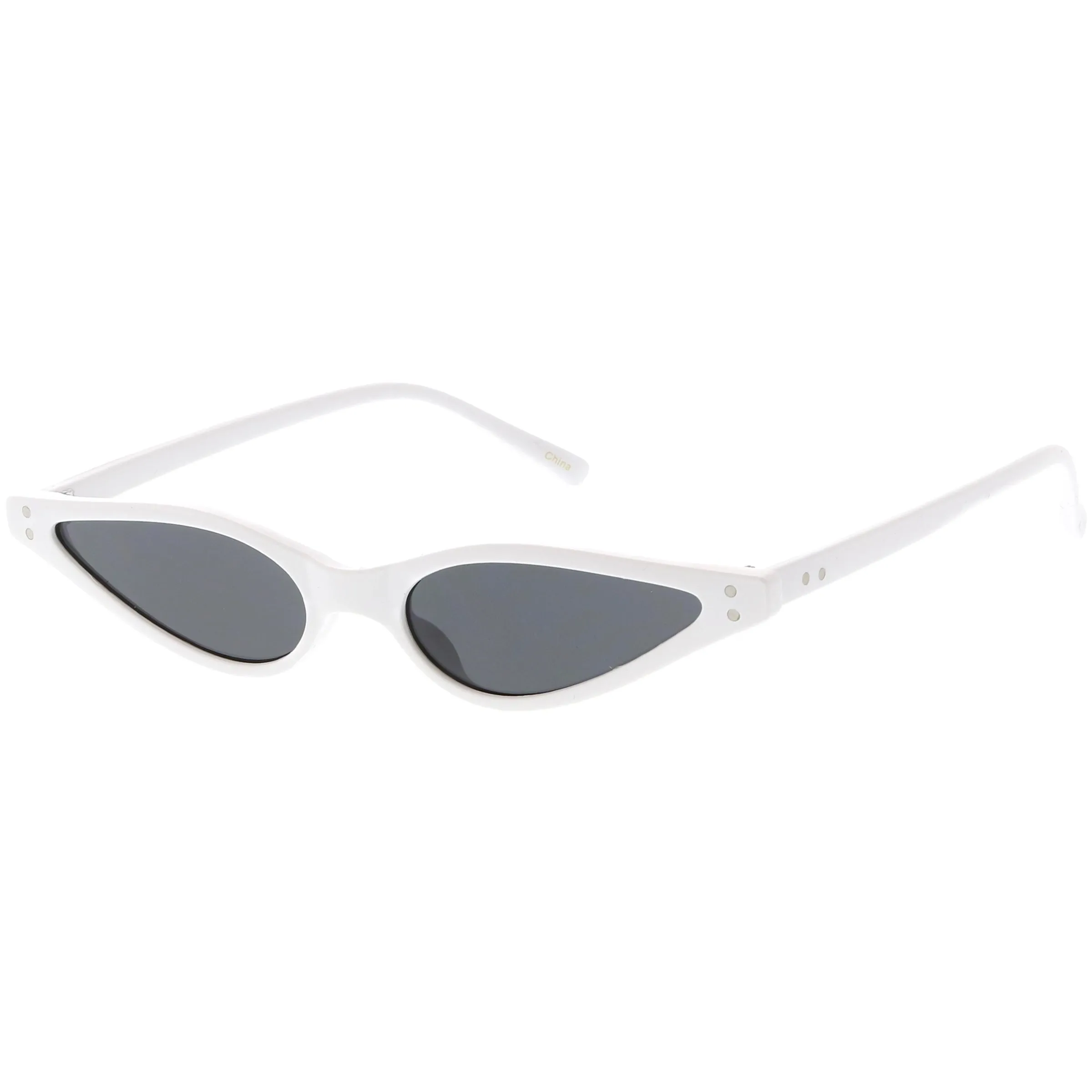 Women's Retro 1990's Thin Cat Eye Dual Rivet Sunglasses C624
