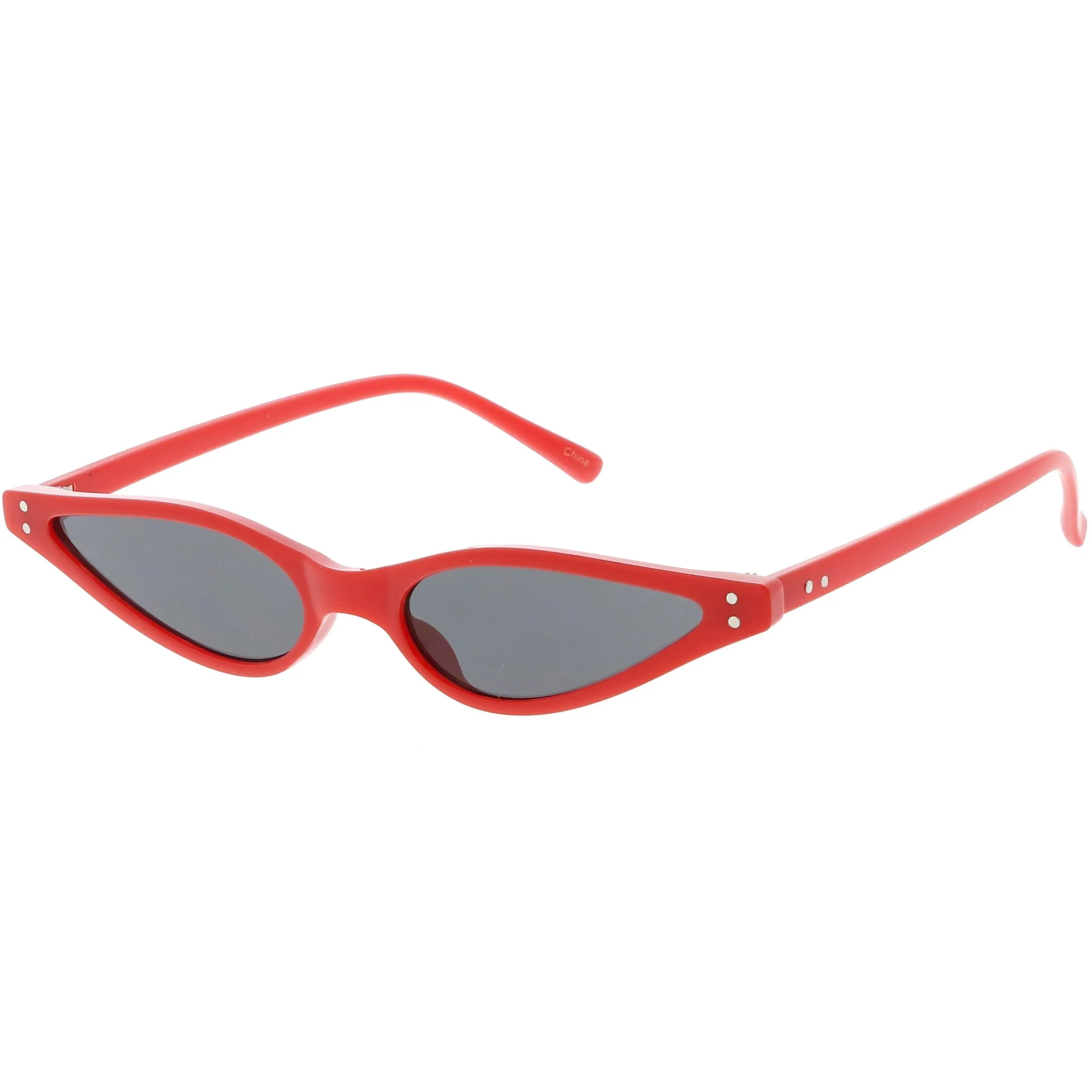 Women's Retro 1990's Thin Cat Eye Dual Rivet Sunglasses C624