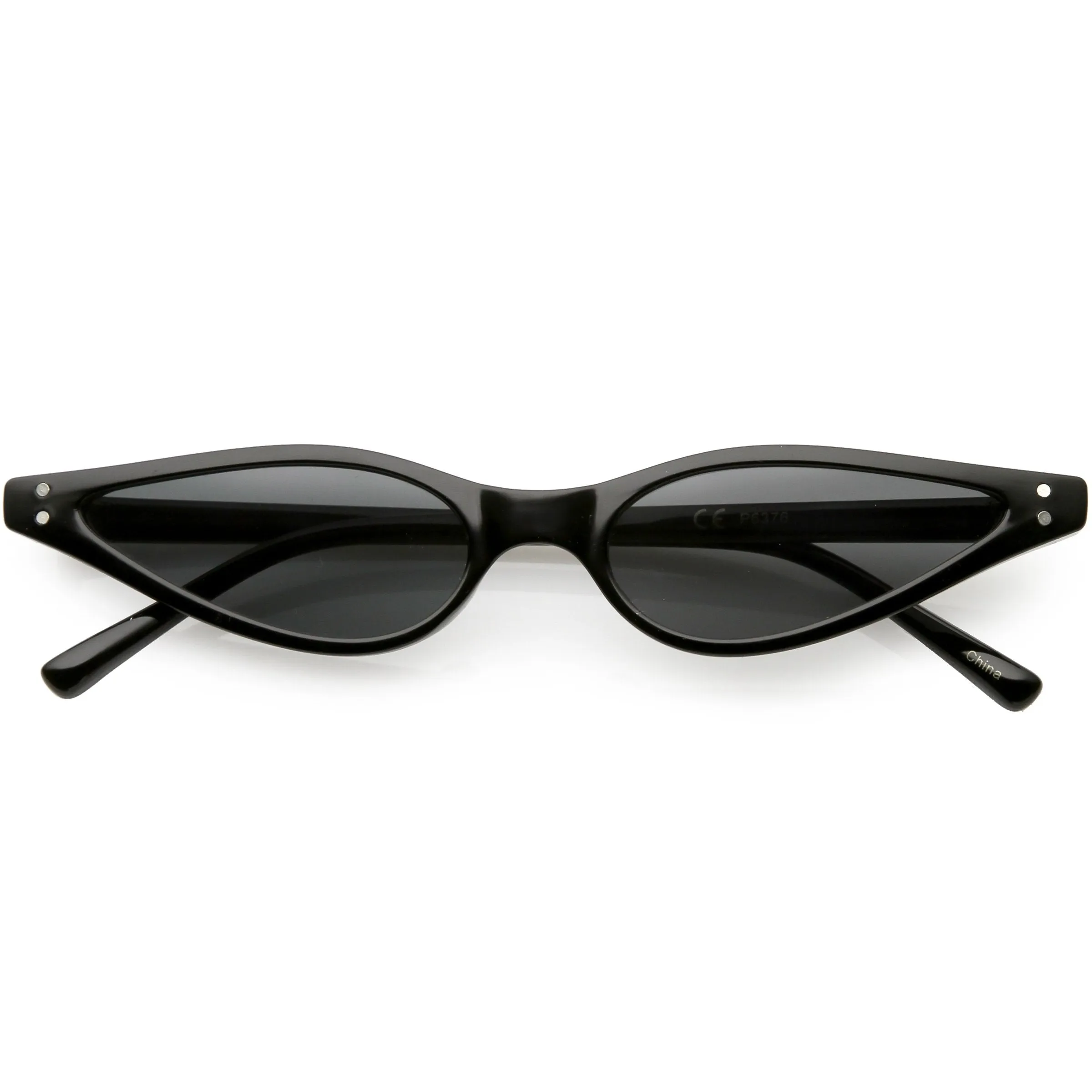 Women's Retro 1990's Thin Cat Eye Dual Rivet Sunglasses C624