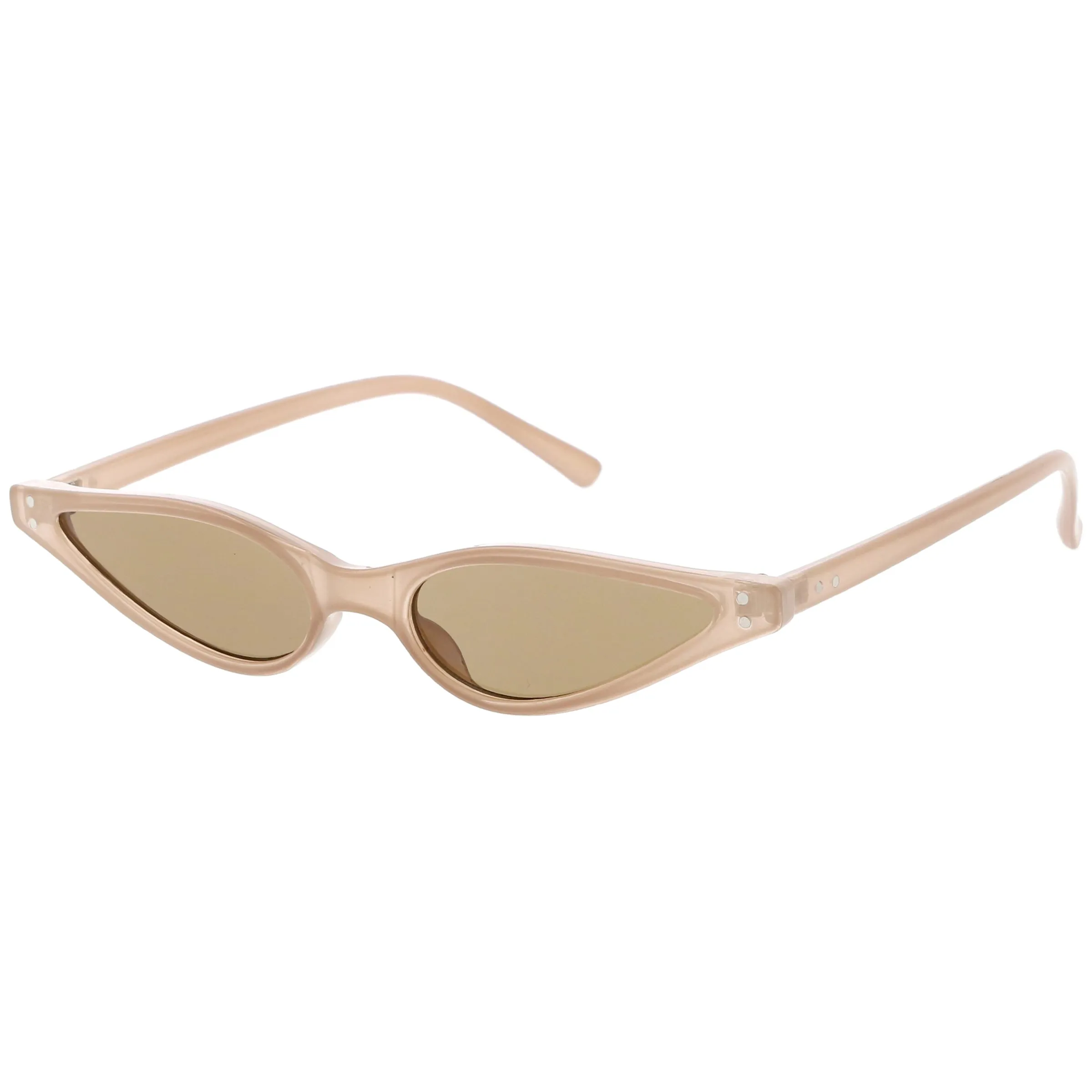 Women's Retro 1990's Thin Cat Eye Dual Rivet Sunglasses C624