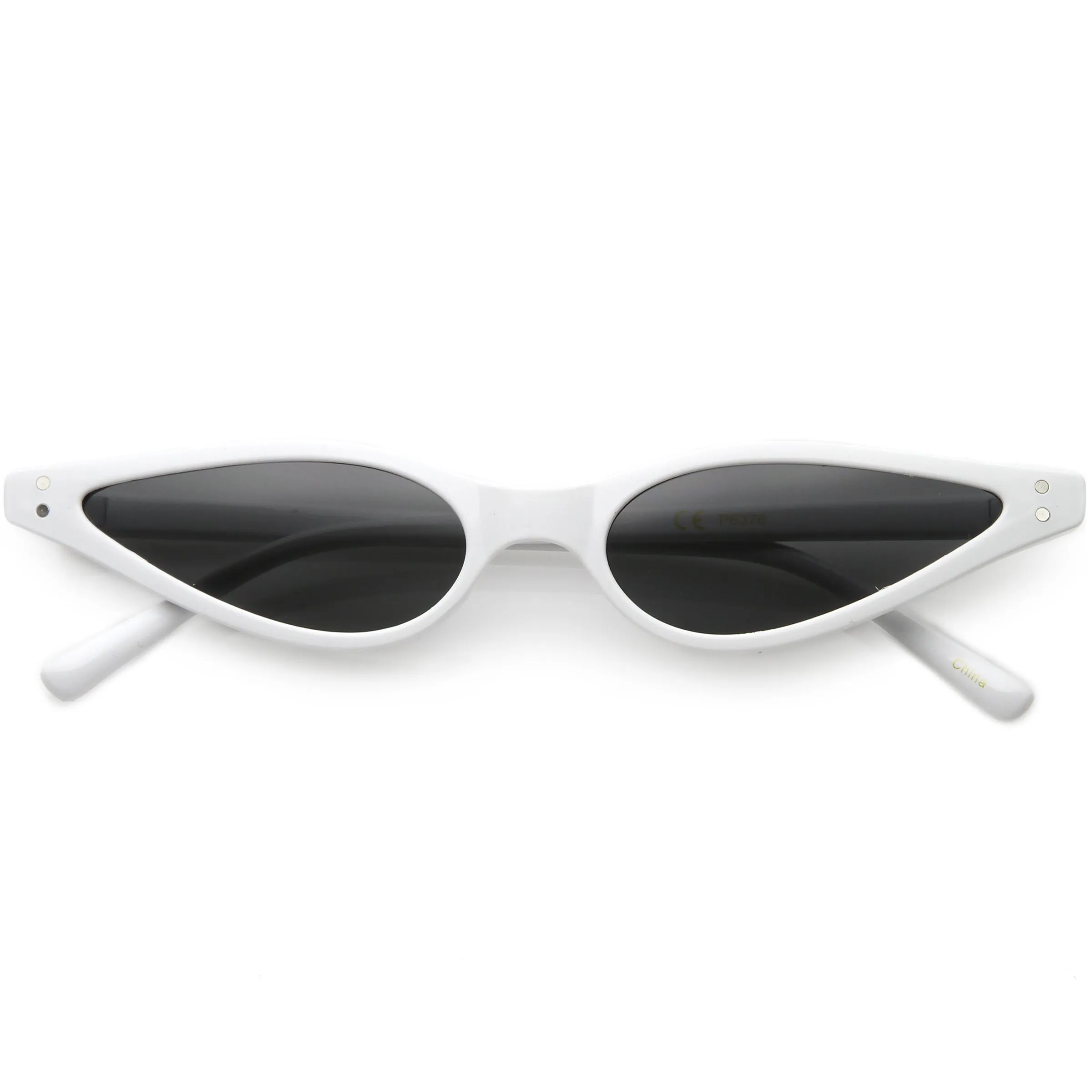 Women's Retro 1990's Thin Cat Eye Dual Rivet Sunglasses C624