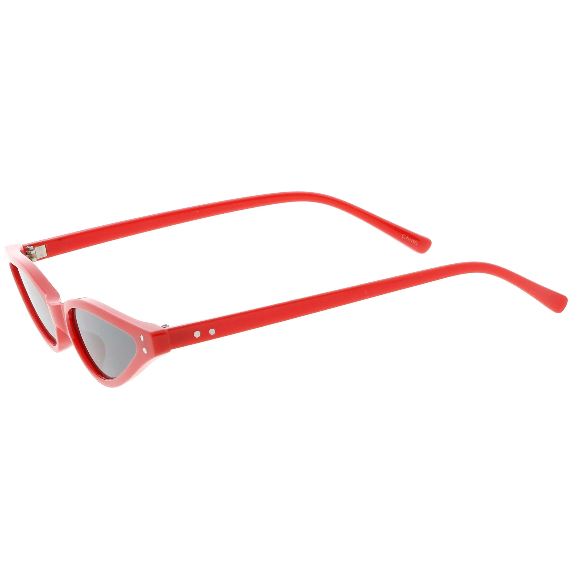 Women's Retro 1990's Thin Cat Eye Dual Rivet Sunglasses C624