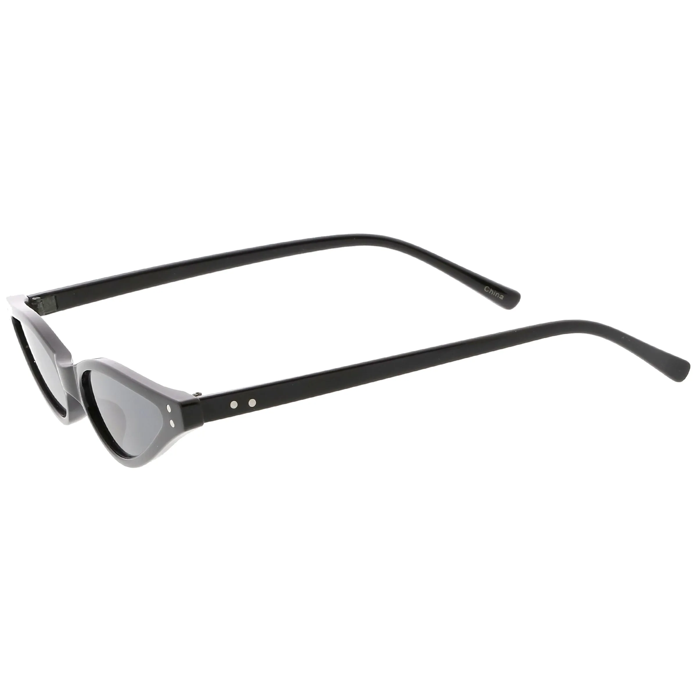 Women's Retro 1990's Thin Cat Eye Dual Rivet Sunglasses C624