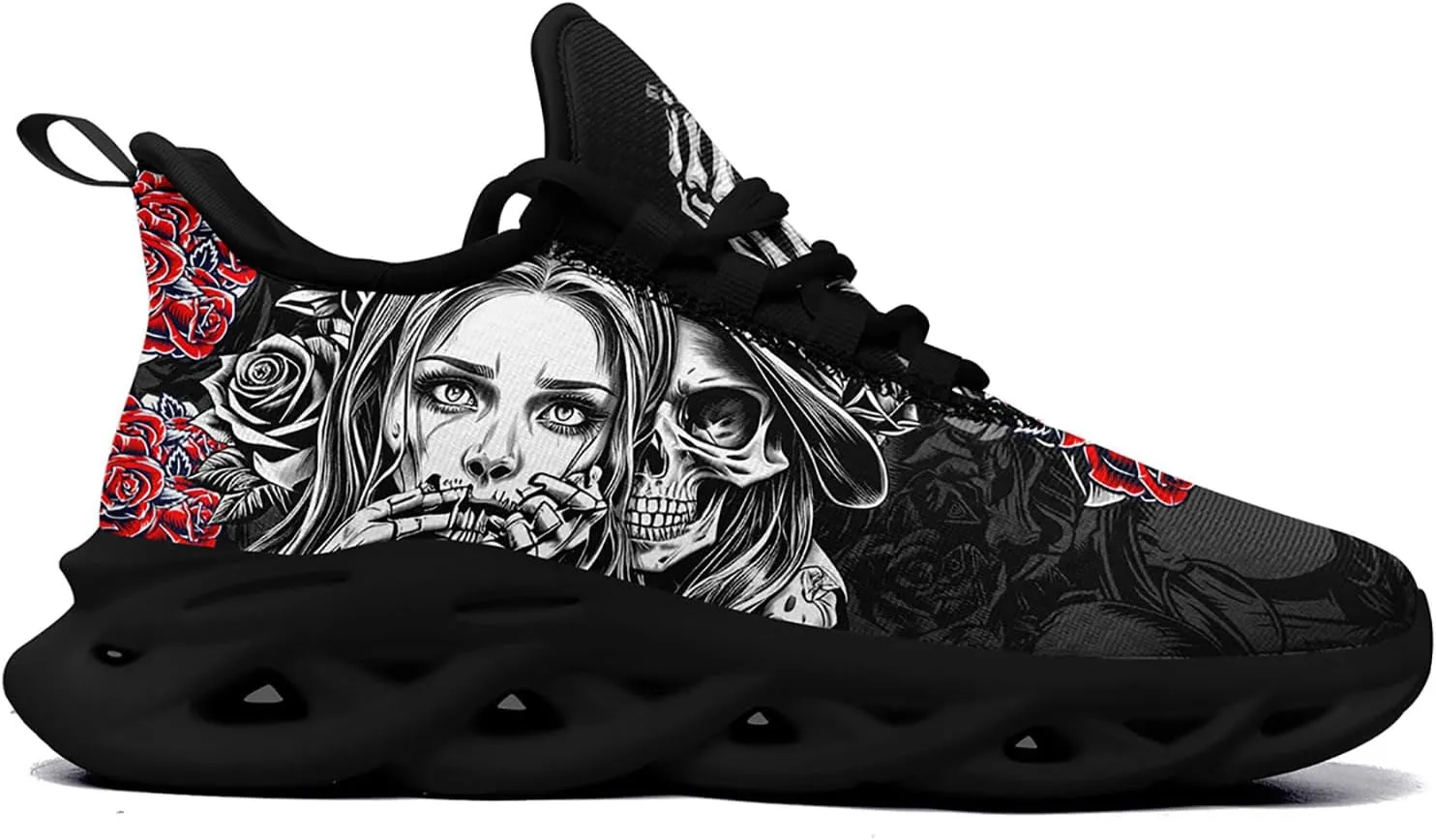 Women's Skull Running Shoes Lightweight Athletic Trail Tennis Shoes Cool Supportive Workout Gym Sneaker for Men