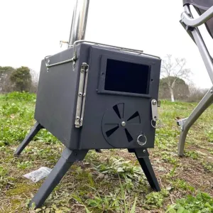 Wood Stove,Portable Stoves,Outdoor Tent Camping Stove, with Chimney Pipe,Foldable Stainless Steel Burning Stove/Black