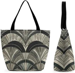 Woodcut Style Tote Bag for Women Grocery Bags Foldable Shopping Bag Large Reusable Handbags for Work Travel