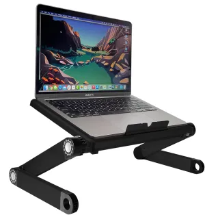 WorkEZ Light Adjustable Height Laptop Stand for Desk, Ergonomic Laptop Holder, Foldable Computer Stand, Cooling Computer Holder Notebook Riser for Desk, Black
