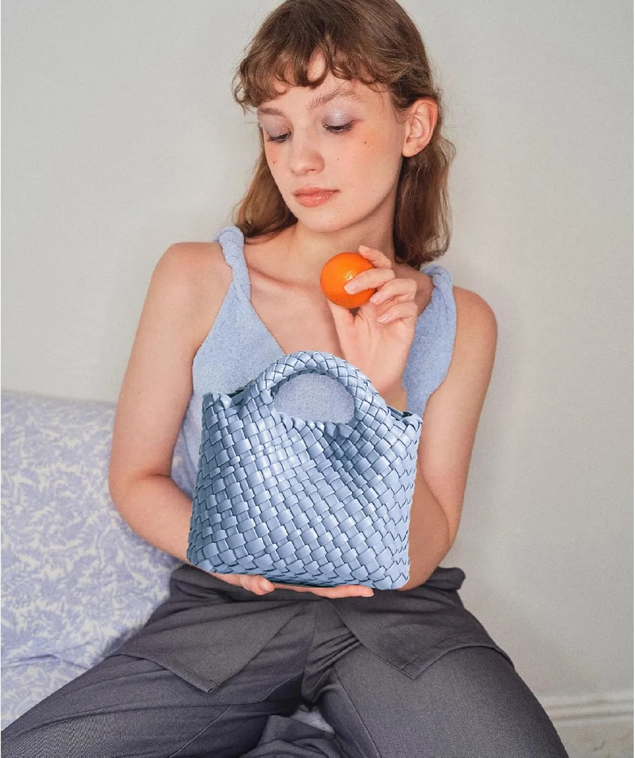 Woven Tote Bag for Women with Coin Purse, Foldable Chain Small Crossbody Handbags, Fashion Shoulder Bag, Hobo Satchel