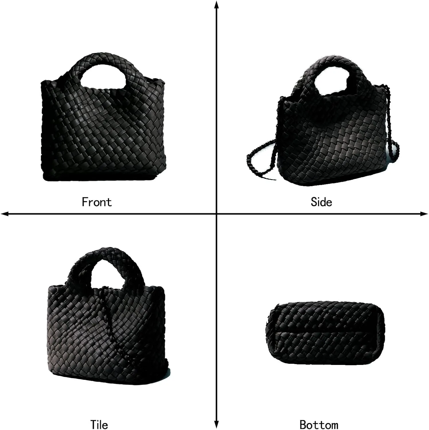 Woven Tote Bag for Women with Coin Purse, Foldable Chain Small Crossbody Handbags, Fashion Shoulder Bag, Hobo Satchel