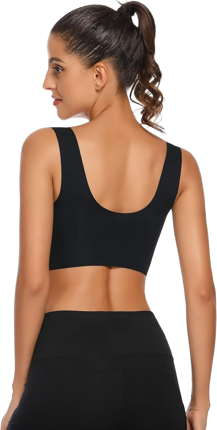 WOWENY Seamless Bras for Women Sleep Leisure Sports Yoga Bra Padded Wireless Thin Soft Comfy Pullover Tops Plus Size