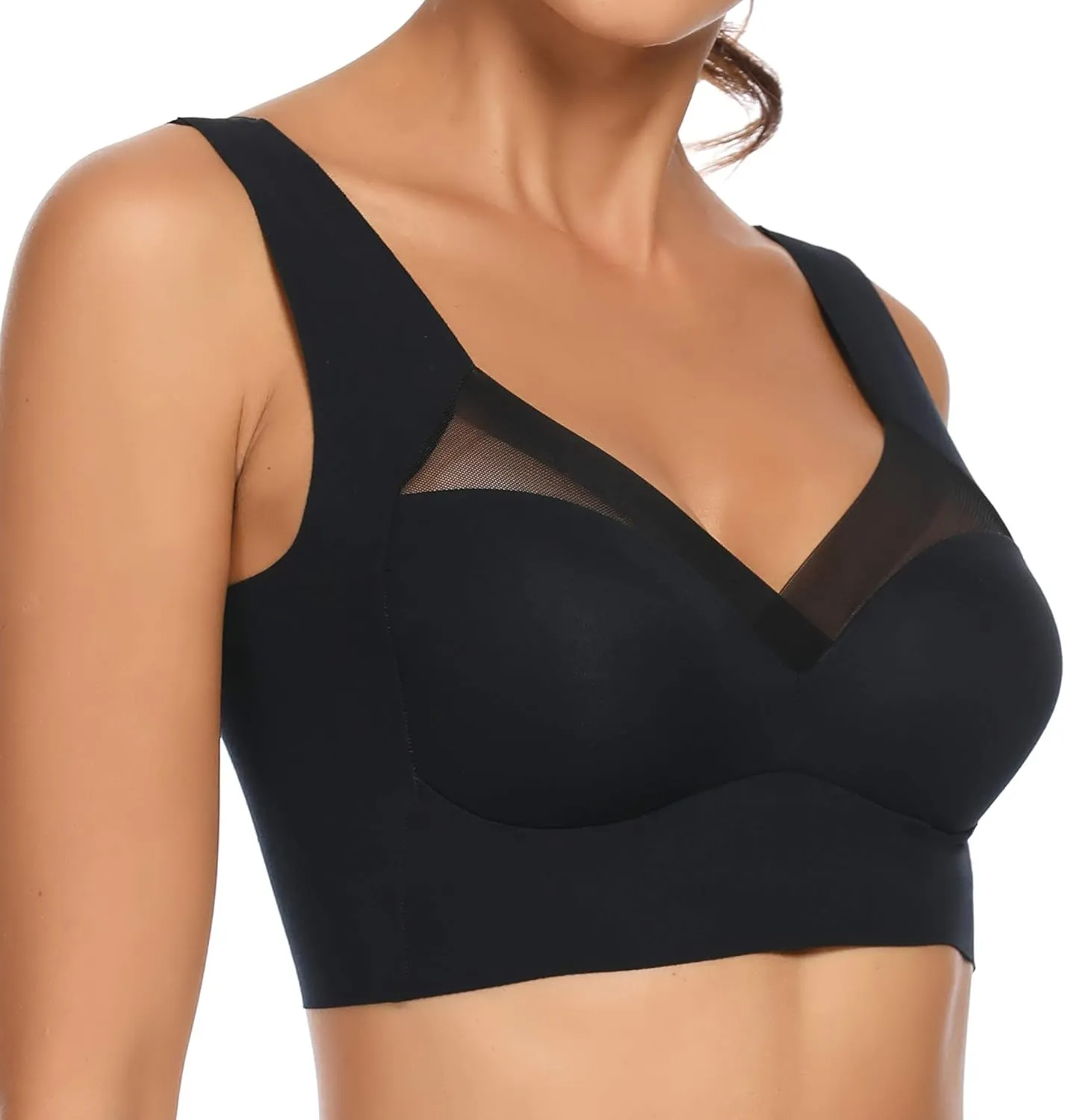 WOWENY Seamless Bras for Women Sleep Leisure Sports Yoga Bra Padded Wireless Thin Soft Comfy Pullover Tops Plus Size