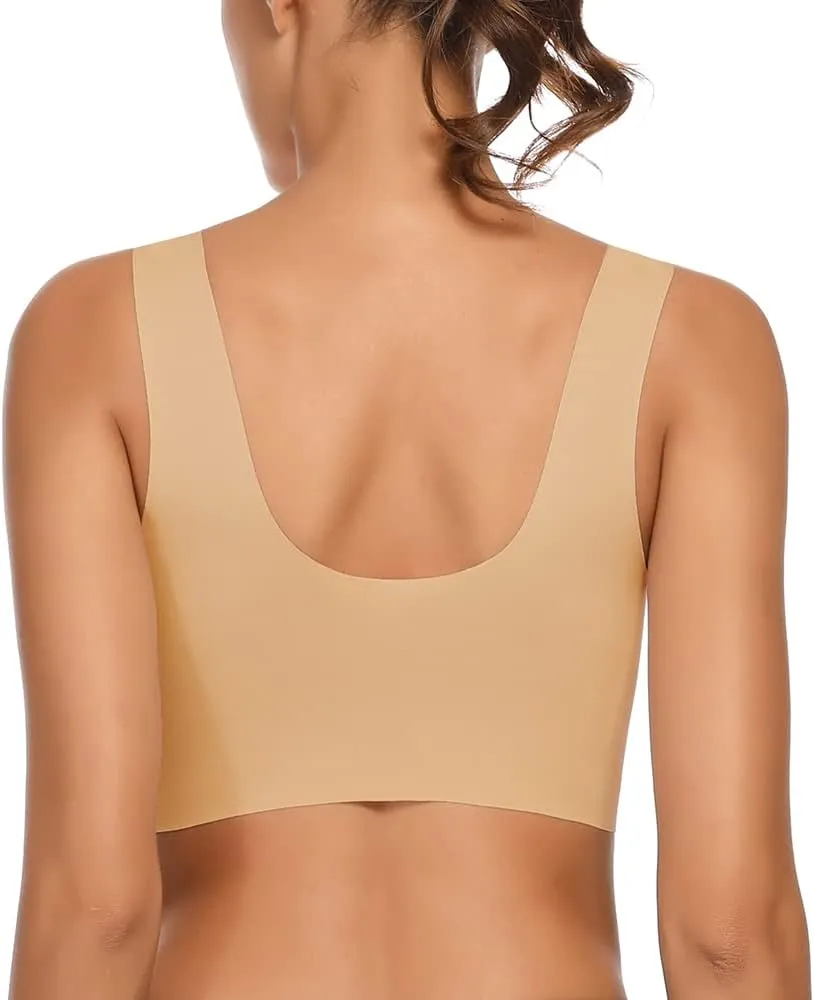 WOWENY Womens Wirefree Padded Bras Everyday Lounge Bra Sleeping Seamless Straps Bralettes Full Coverage Pullover Plus Size