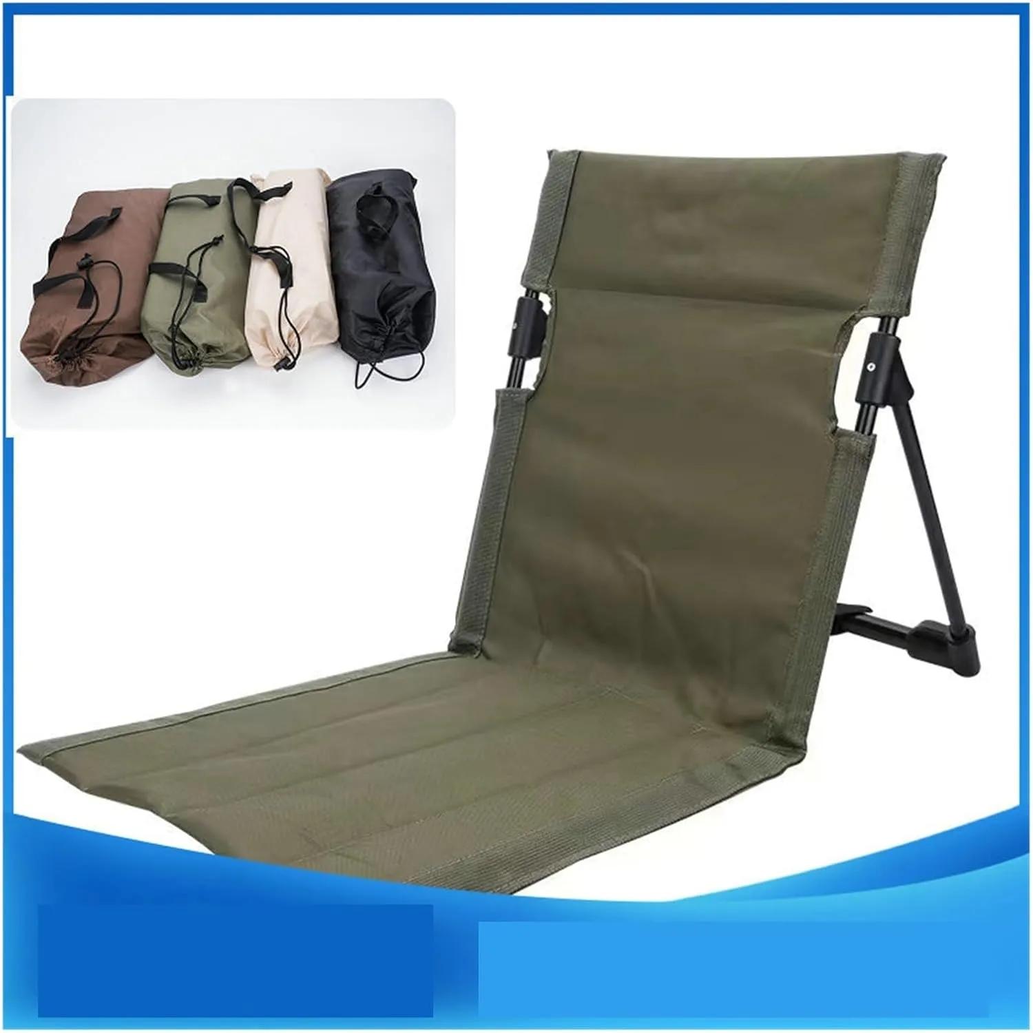 WUXUYI&NING Outdoor Folding Portable Recliner, Folding Chair for Easy Storage, Outdoor Camping Chair, Beach, Camping, Lawn, Music Festival, Travel(Army Green)