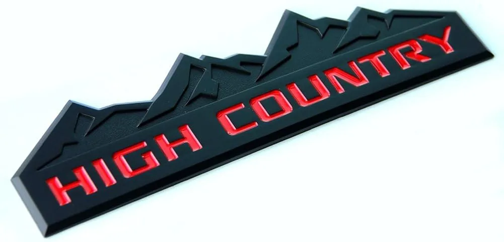 Yoaoo 3x Genuine Black High Country Emblem Badges Door Tailgate 3D Nameplate for Silverado 1500 2500Hd Sierra 3500Hd OEM Red