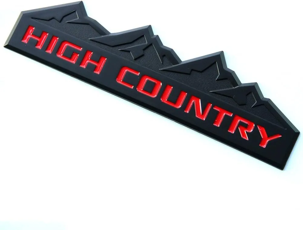 Yoaoo 3x Genuine Black High Country Emblem Badges Door Tailgate 3D Nameplate for Silverado 1500 2500Hd Sierra 3500Hd OEM Red