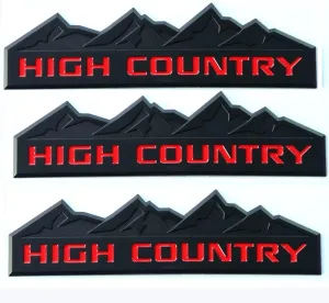 Yoaoo 3x Genuine Black High Country Emblem Badges Door Tailgate 3D Nameplate for Silverado 1500 2500Hd Sierra 3500Hd OEM Red