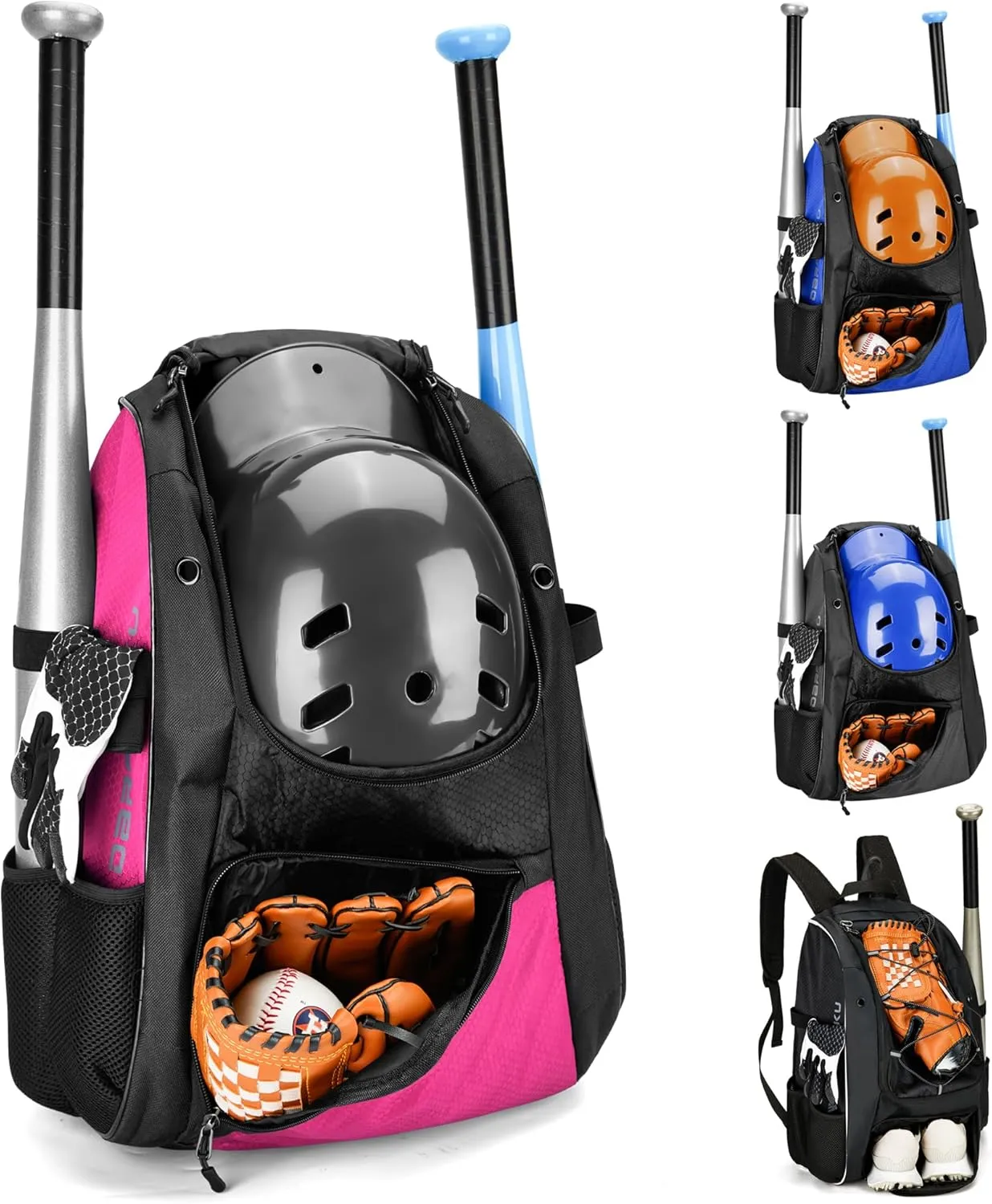 Youth Baseball Backpack, Softball Bag for Boys & Girls, Breathable T-Ball & Baseball Equipment & Gear