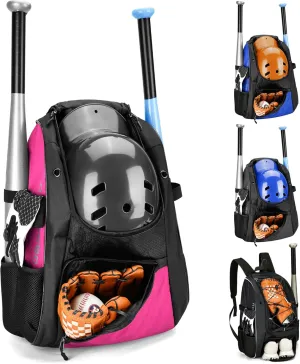 Youth Baseball Backpack, Softball Bag for Boys & Girls, Breathable T-Ball & Baseball Equipment & Gear