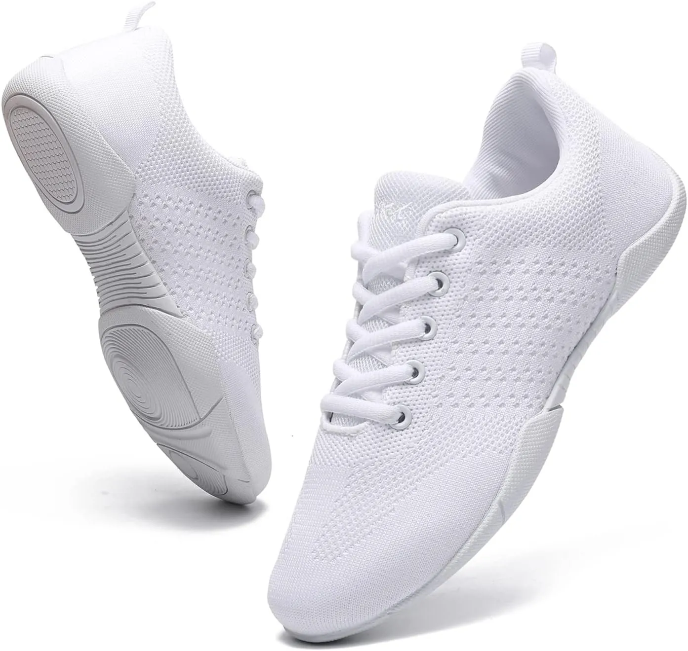 Youth Cheer Shoes Girls White Cheerleading Shoes Dance Athletic Training Breathable Fabric Dancing Lightweight Competition Comfortable Sport Kids Girls Cheer Sneakers