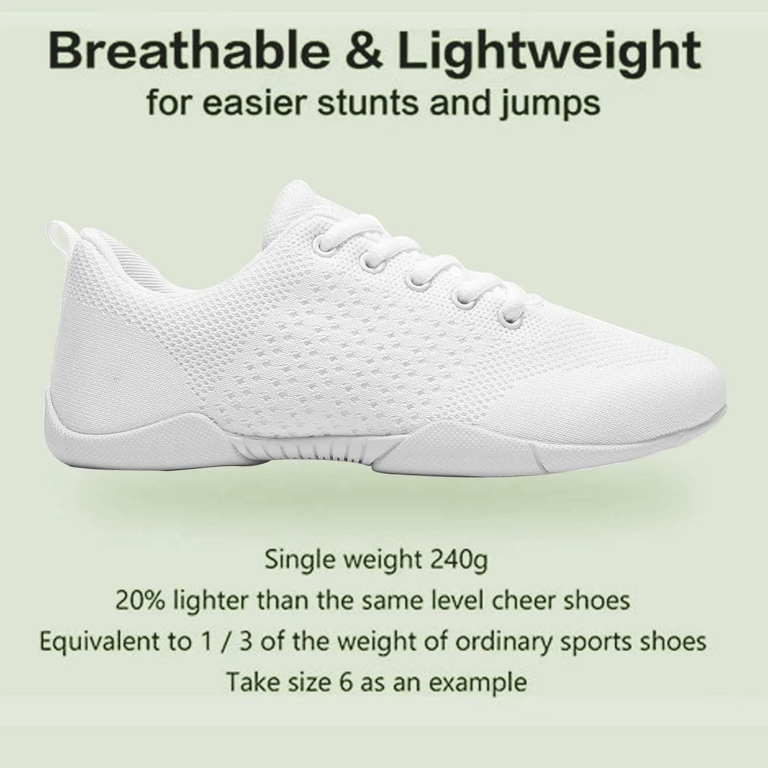 Youth Cheer Shoes Girls White Cheerleading Shoes Dance Athletic Training Breathable Fabric Dancing Lightweight Competition Comfortable Sport Kids Girls Cheer Sneakers