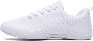 Youth Cheer Shoes Girls White Cheerleading Shoes Dance Athletic Training Breathable Fabric Dancing Lightweight Competition Comfortable Sport Kids Girls Cheer Sneakers