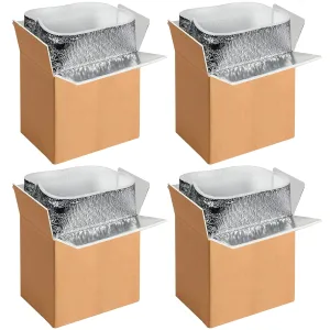 YSSOA 6 Pack Insulated Shipping Boxes with Aluminum Foil Liner,Thermal Insulation Cold Pack Shipping Boxes for Frozen, Reusable Styrofoam Cooler Box, Small Mailing Box, 6''x5''x9''