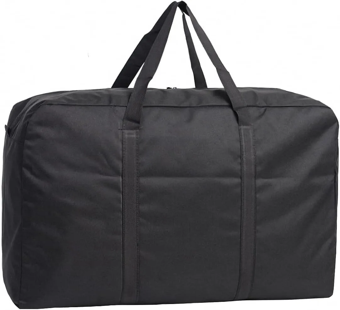 YXH Heavy Duty Moving Storage Bags 600D Oxford Cloth Waterproof - Extra Large Foldable Duffle Bag with Reinforced Handles for Clothes, Blankets, Travel Gear Organization (Space Saver Black Bag)