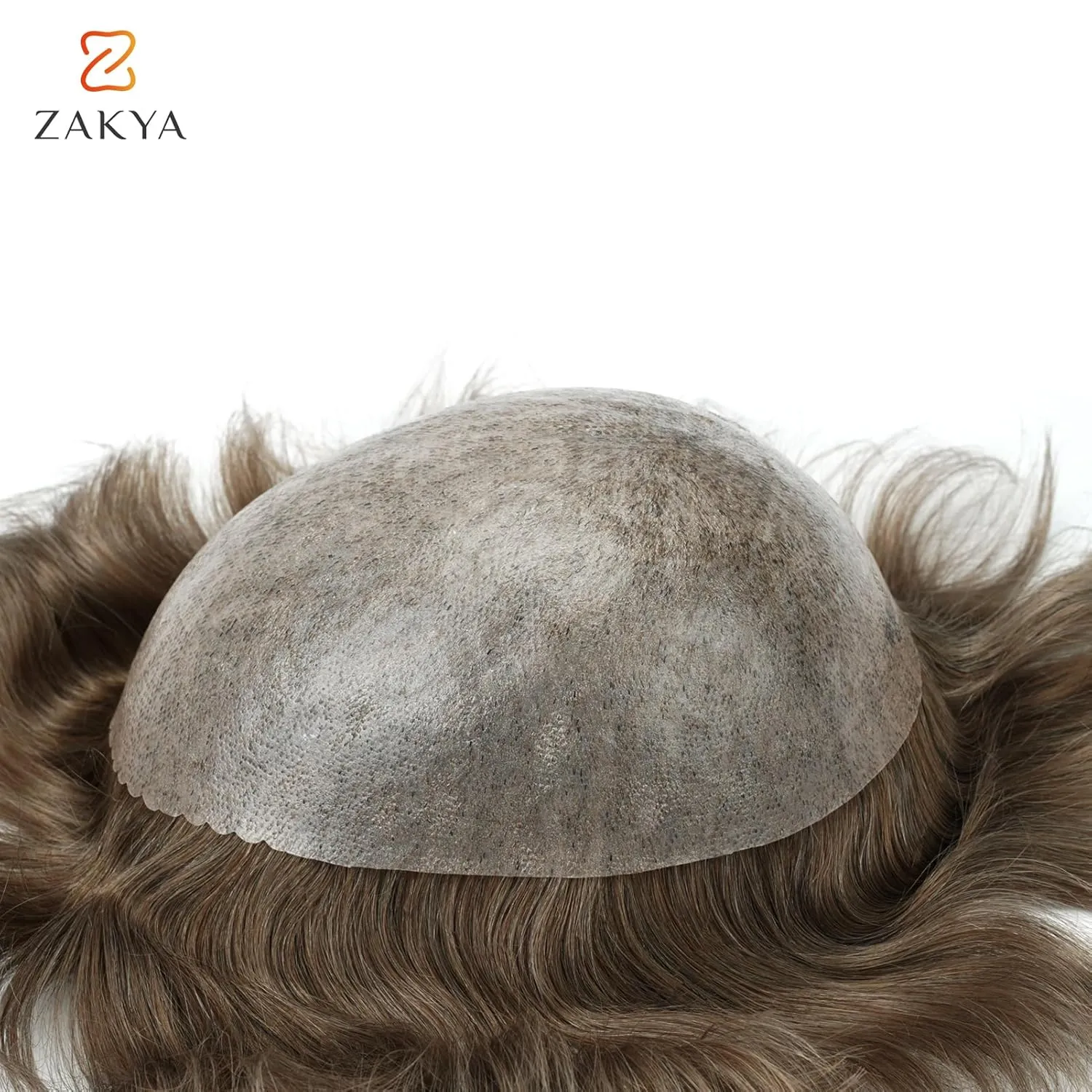 Zakya Hair System for Men Thin Skin with Gauze Durable Men's Hair System Real Human Hair Men's Hairpieces 8x10 Inches Base Replacement System for Men Dark Blond Brown 18#