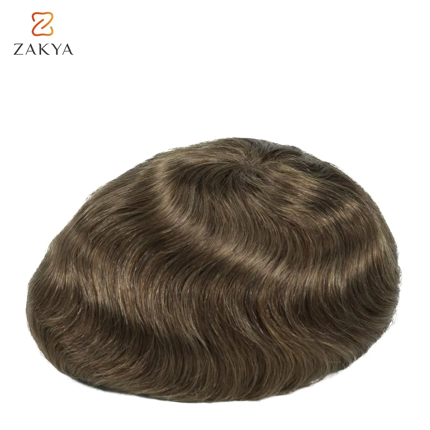 Zakya Hair System for Men Thin Skin with Gauze Durable Men's Hair System Real Human Hair Men's Hairpieces 8x10 Inches Base Replacement System for Men Dark Blond Brown 18#