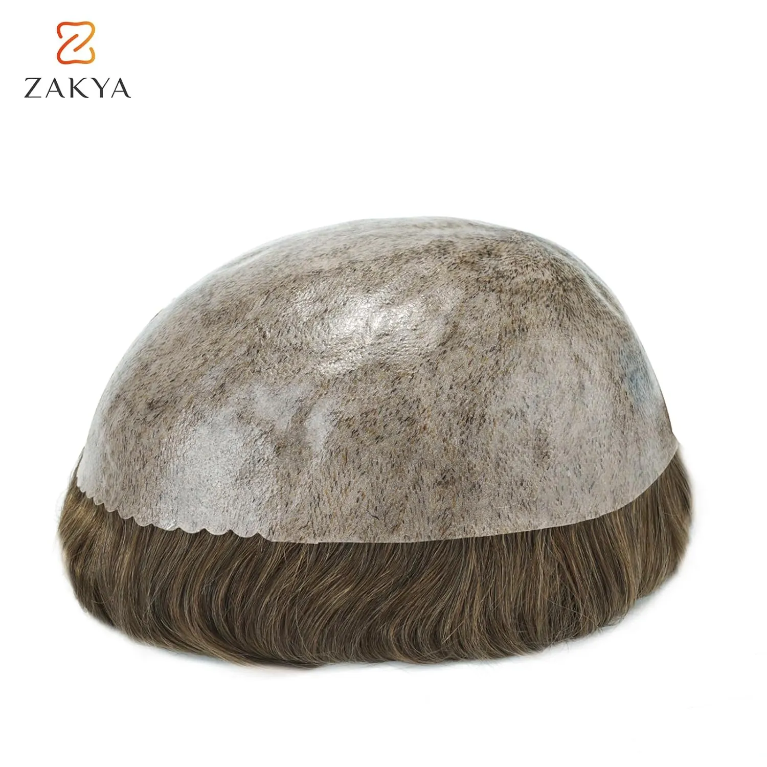 Zakya Hair System for Men Thin Skin with Gauze Durable Men's Hair System Real Human Hair Men's Hairpieces 8x10 Inches Base Replacement System for Men Dark Blond Brown 18#