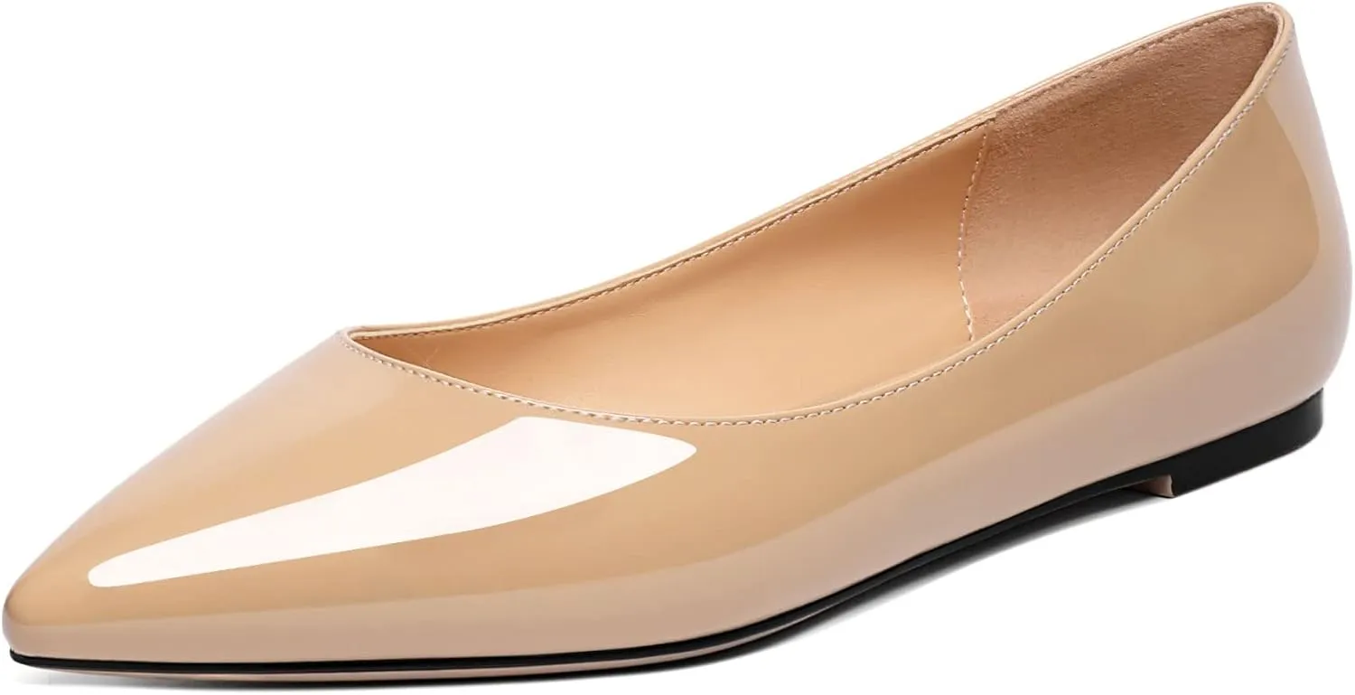 Zamikoo Flats Shoes Women, Pointed Toe Slip On Loafer Flats Shoes Pumps for Office Casual Dressy Comfortable